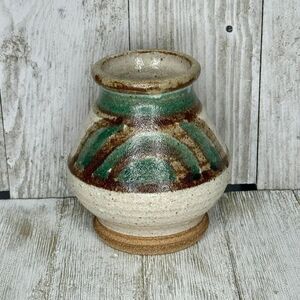 Vintage Stoneware Salt Glazed Hand Thrown Pottery Vase Signed MC 78